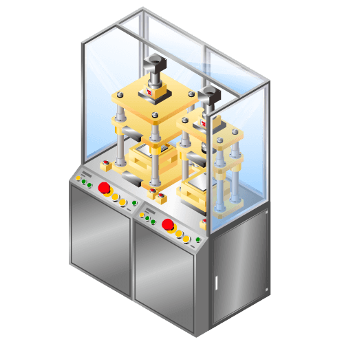 Laminate three sided heat seal machine for lithium-ion secondary batteries etc. for small-quantity production