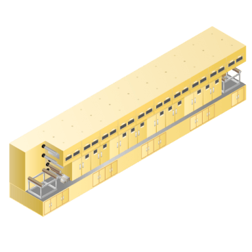 Coating machine for lithium-ion and similar secondary batteries.