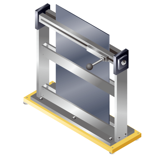 Laminate blank space cutting machine for lithium-ion secondary batteries etc. for small-quantity production